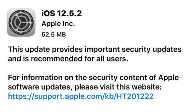梨树苹果手机维修分享iOS12.5.2发布，建议所有老苹果用户安装 